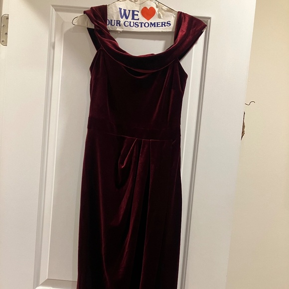 BHLDN Wine Red Velvet Dress Size 2 - Picture 4 of 6